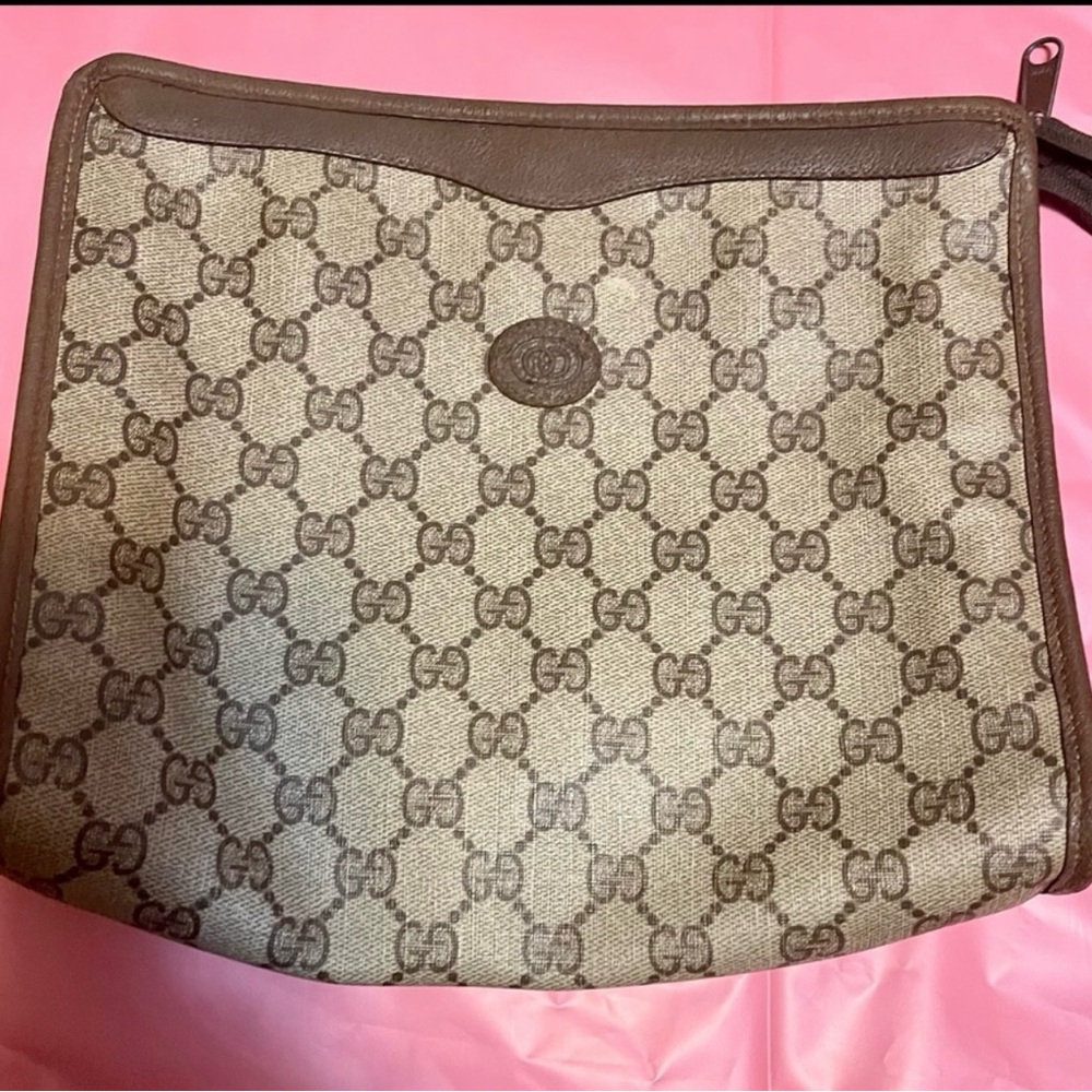 Gucci Brown Monogram Clutch Bag